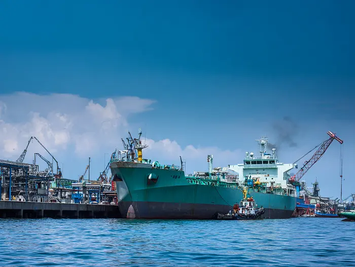 A ship stationed at the port